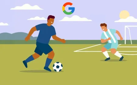 Google AI interface providing World Cup 2026 fans with live match data, stadium navigation, and instant search answers.