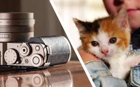 The Panasonic Lumix L10 compact camera is displayed with its retractable lens extended and collapsible design.