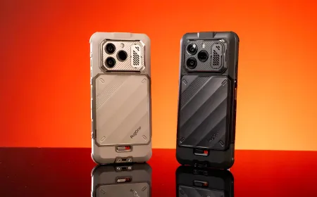 Ulefone RugOne Xever 8 rugged smartphone with the rear cover removed to show the hot-swappable battery compartment.