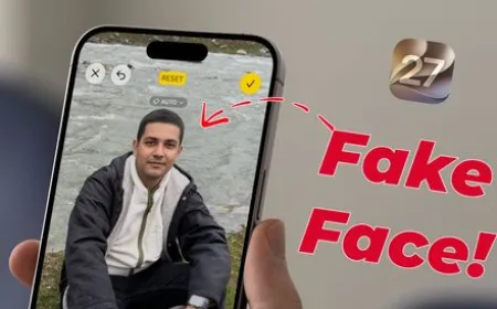 iOS Clean Up feature displays a malfunction where generative AI creates new faces instead of blurring them.