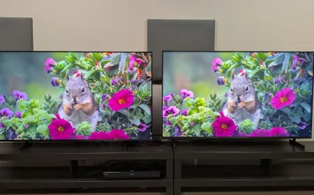 Samsung QN80H, M80H, and QN90F mini-LED televisions are displayed side by side for model comparison.
