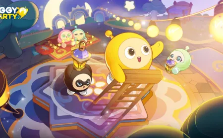 Eggy Party Windows interface displaying character selection and cross-platform account synchronization menu