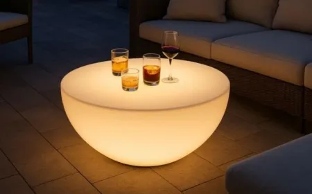 The interface displays placeholder graphics for modular lighting panels and larger portable lamps.