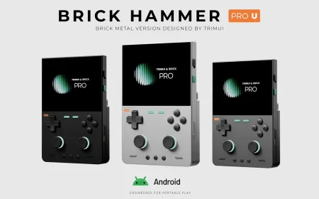 TRIMUI Brick Hammer Pro U and Brick Pro handheld consoles showcase Linux and Android operating system options.
