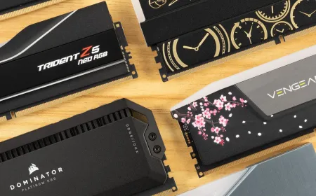 DDR4 memory modules are mounted on a computer motherboard.