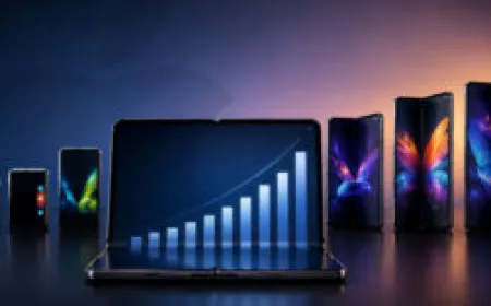 A conceptual foldable smartphone design illustrates Apple potential market expansion.