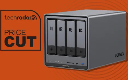 The Ugreen NASync DXP4800 Plus is a diskless four-bay network storage enclosure with dual Ethernet ports.