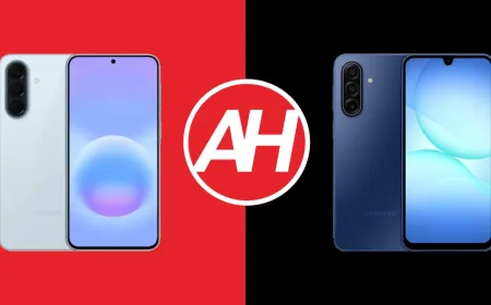 The Samsung Galaxy A57 and A17 smartphones are displayed side by side to illustrate their tiered market positioning.