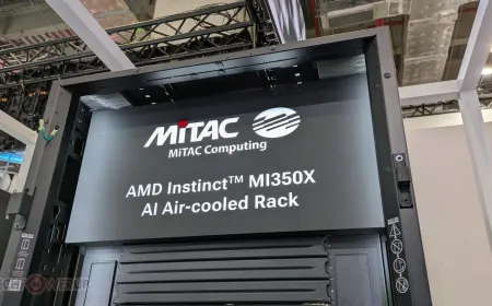 MiTAC displays a 52 unit server rack supporting 96 AMD Instinct GPUs at Computex 2026.