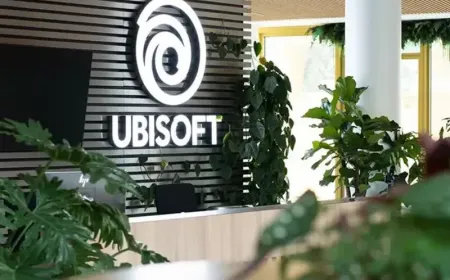 Corporate office building illustrating Ubisoft global restructuring and studio closures