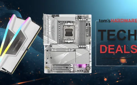 Corsair Vengeance RGB DDR5 memory sits beside a Gigabyte X870 Aorus Elite motherboard.