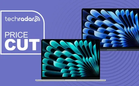 MacBook Air M4 and M5 laptops shown with updated pricing information