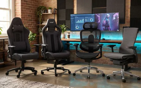 Hybrid gaming and office chair with adjustable lumbar support and ergonomic design for home use.