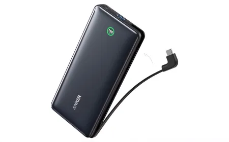Anker Nano 20,000mAh slim power bank with integrated USB-C cable and additional charging ports