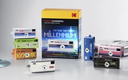 The Kodak Charmera Millennium Edition miniature digital camera features Y2K styling and retro photo filters.