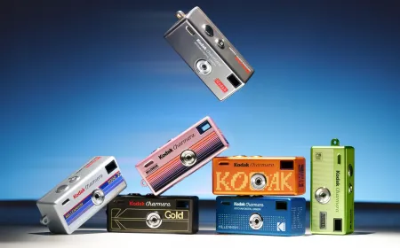 The Kodak Charmera Millennium Edition camera displays Y2K styling and retro filter options.