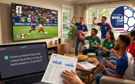 A tablet showing AI-generated tournament statistics and travel plans beside a television broadcasting a live match.