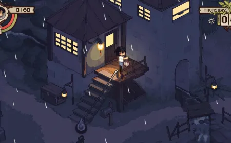 Cozy farming landscape with crops and characters investigating a mystery in the upcoming game Grave Seasons.