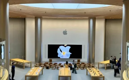 Apple logo displayed with regulatory documents to illustrate the delayed Siri AI rollout in the European Union and China.