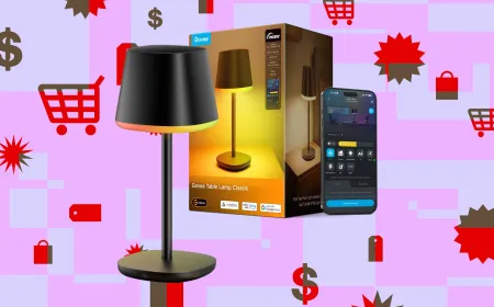 Govee Table Lamp Classic displaying multicolor lighting on a wooden surface