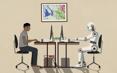 A clinician reviews patient data alongside an AI-assisted dashboard during a healthcare workflow.