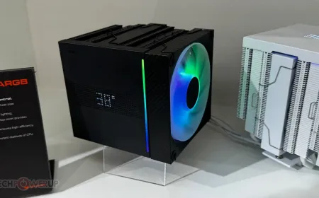Cougar displays a new CPU air cooler equipped with a dot matrix panel at Computex.