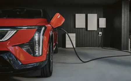 GM electric vehicle connected to a bidirectional charging station for grid integration