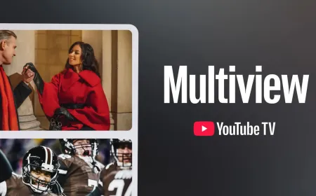 The YouTube TV multiview interface displays multiple live channels side by side.