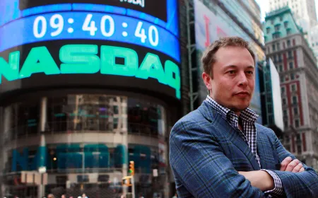 Elon Musk speaking at a business conference
