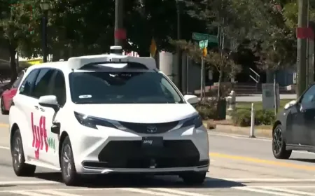 Lyft and Baidu autonomous vehicles await testing on London streets.