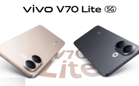 The Vivo V70 Lite smartphone features the MediaTek Dimensity 7400 processor and a 6500 mAh battery.