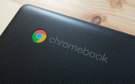 A ChromeOS laptop displays the desktop interface.