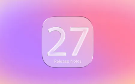 An iPhone screen shows the iOS 27 beta 1 software update interface.