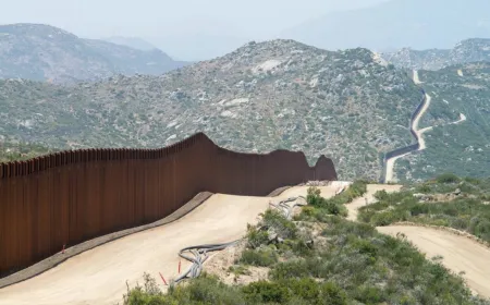 Southern border wall construction and electronic surveillance systems planned for completion by late 2027.