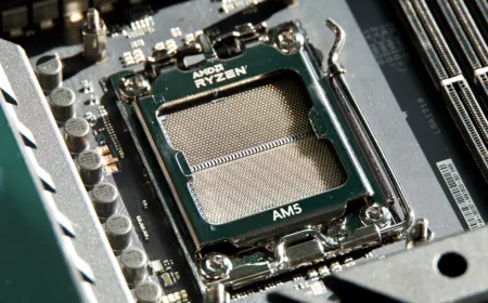 AMD Ryzen 7 5800X3D and Ryzen 5 7700X3D processors are displayed with AM5 and AM4 motherboard sockets
