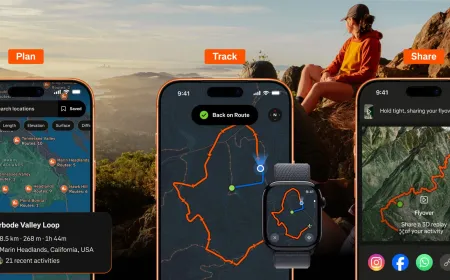 Strava app interface displaying a hiking map with detailed trail surface indicators and a live elevation profile graph.