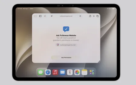 A parent configures Apple Screen Time settings on a mobile device to monitor adolescent usage and adjust content filters.