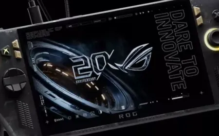 The Asus ROG Ally X20 handheld gaming PC features a new 7.4-inch OLED display.