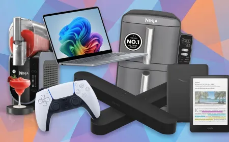 Promotional display of discounted computing, audio, and home technology products during Amazon Prime Day