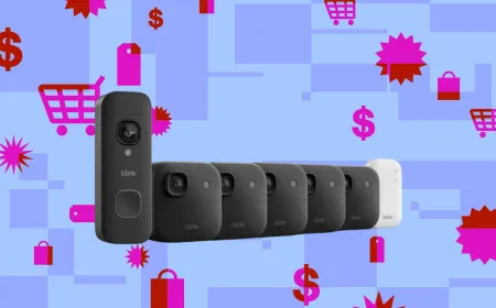 Blink six-piece security bundle featuring five outdoor cameras and a video doorbell.