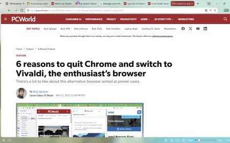 Vivaldi 8.0 browser window showing the ad blocking configuration menu