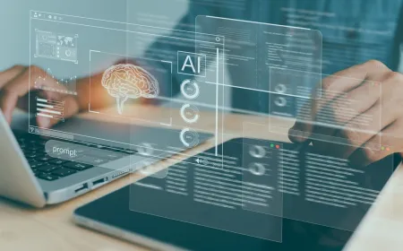 A professional analyzes supply chain metrics on a dashboard while AI automation manages routine logistics tasks.