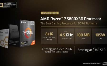 The AMD Ryzen 7 5800X3D and Ryzen 7 7700X3D processor boxes are displayed side by side.