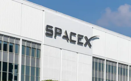 The graphic displays key financial metrics from the SpaceX market debut including share pricing and valuation targets.