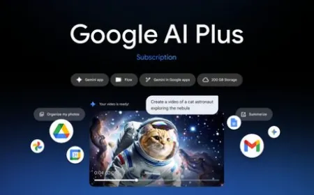 Graphic illustrating the Google AI Plus monthly price reduction and doubled cloud storage allocation.