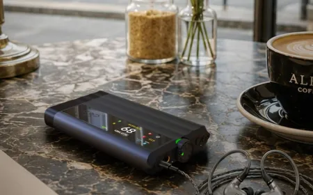iFi iDSD GR2 portable DAC featuring its undulating chassis and color OLED touchscreen display.