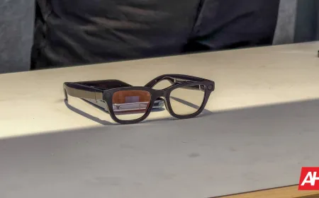 Smart glasses rest on a desk beside legal documents outlining data privacy and user consent rules.