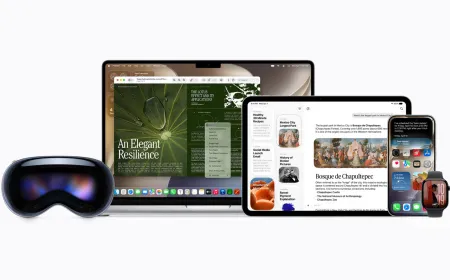 The updated Siri interface displays new gesture controls and conversation history across iPhone, iPad, and Mac screens.