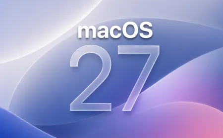 The macOS 27 interface features a redesigned Siri with persistent conversations and Google Gemini integration.
