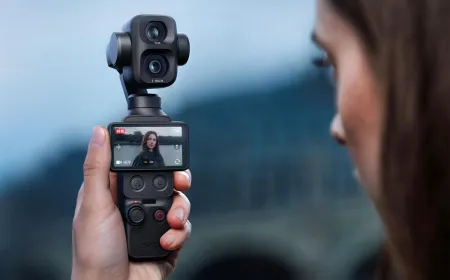 DJI Osmo Pocket 4P dual-camera setup with 1-inch sensor and telephoto lens compared to Insta360 Luna Ultra.